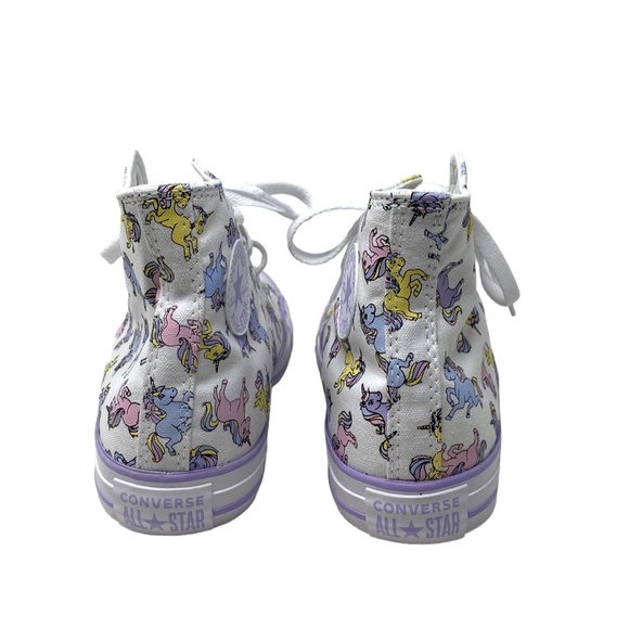 Converse Chuck Taylor High Kids Women Sneakers Violet White Canvas Skate A01674F - Picture 8 of 10